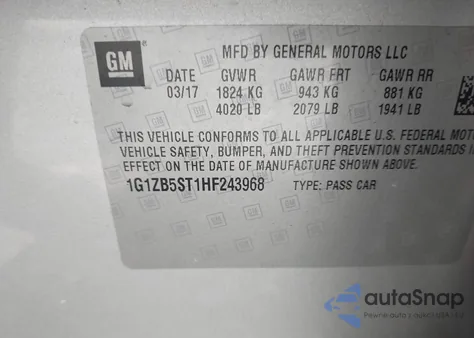 2017 Chevrolet Malibu Ls from USA, damaged, VIN 1G1ZB5ST1HF243968